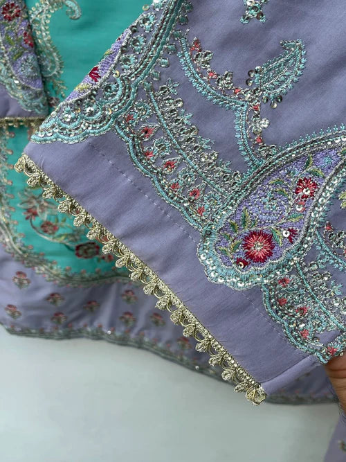 STITCHED LAWN FORMALL Collection AZNA(LILAC PURPLE & Soft FEROZI)