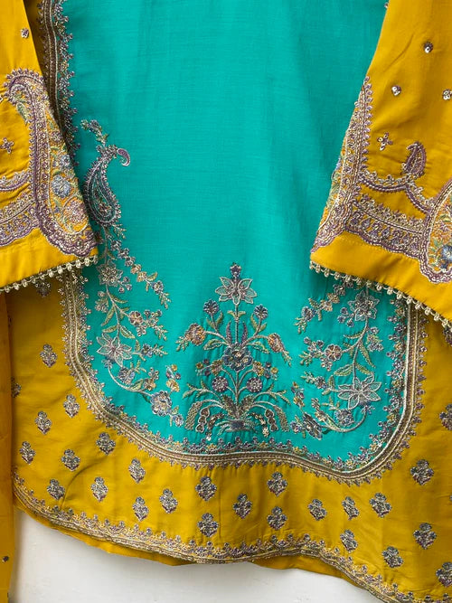 STITCHED LAWN FORMALL Collection AZNA(YELLOW & SKY)
