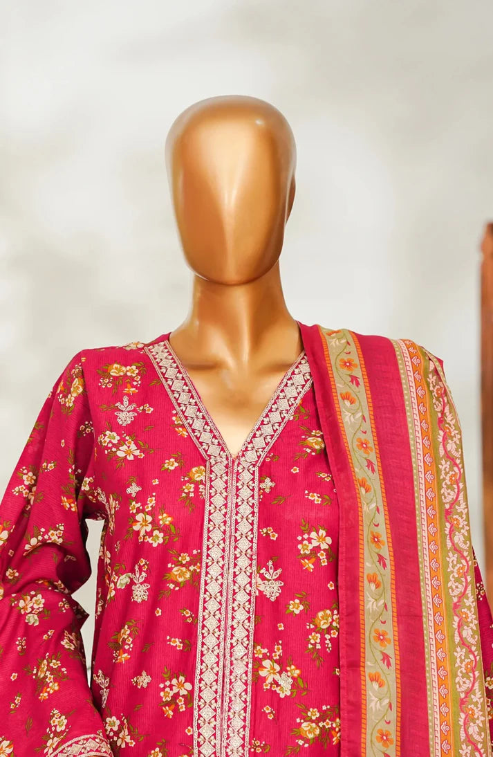 Ruby Blossom – Premium Stitched 3-Piece Lawn Suit