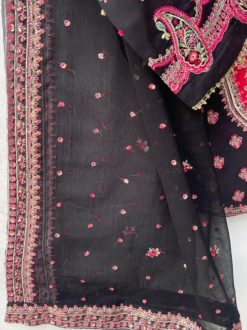 STITCHED LAWN FORMALL Collection AZNA BLACK & RED)