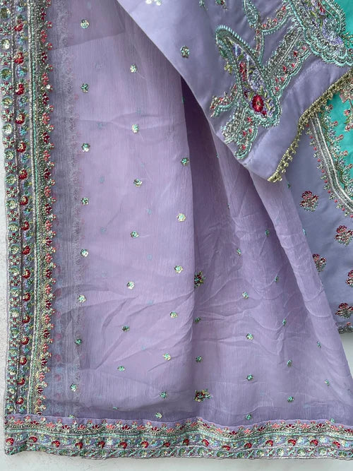 STITCHED LAWN FORMALL Collection AZNA(LILAC PURPLE & Soft FEROZI)