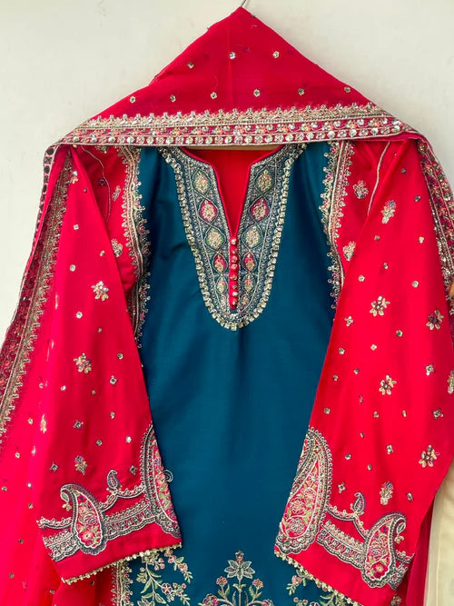 STITCHED LAWN FORMALL Collection AZNA(RED & Zink blue)