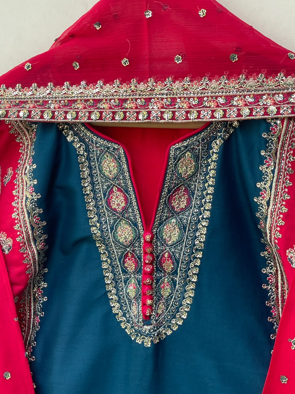STITCHED LAWN FORMALL Collection AZNA(RED & Zink blue)