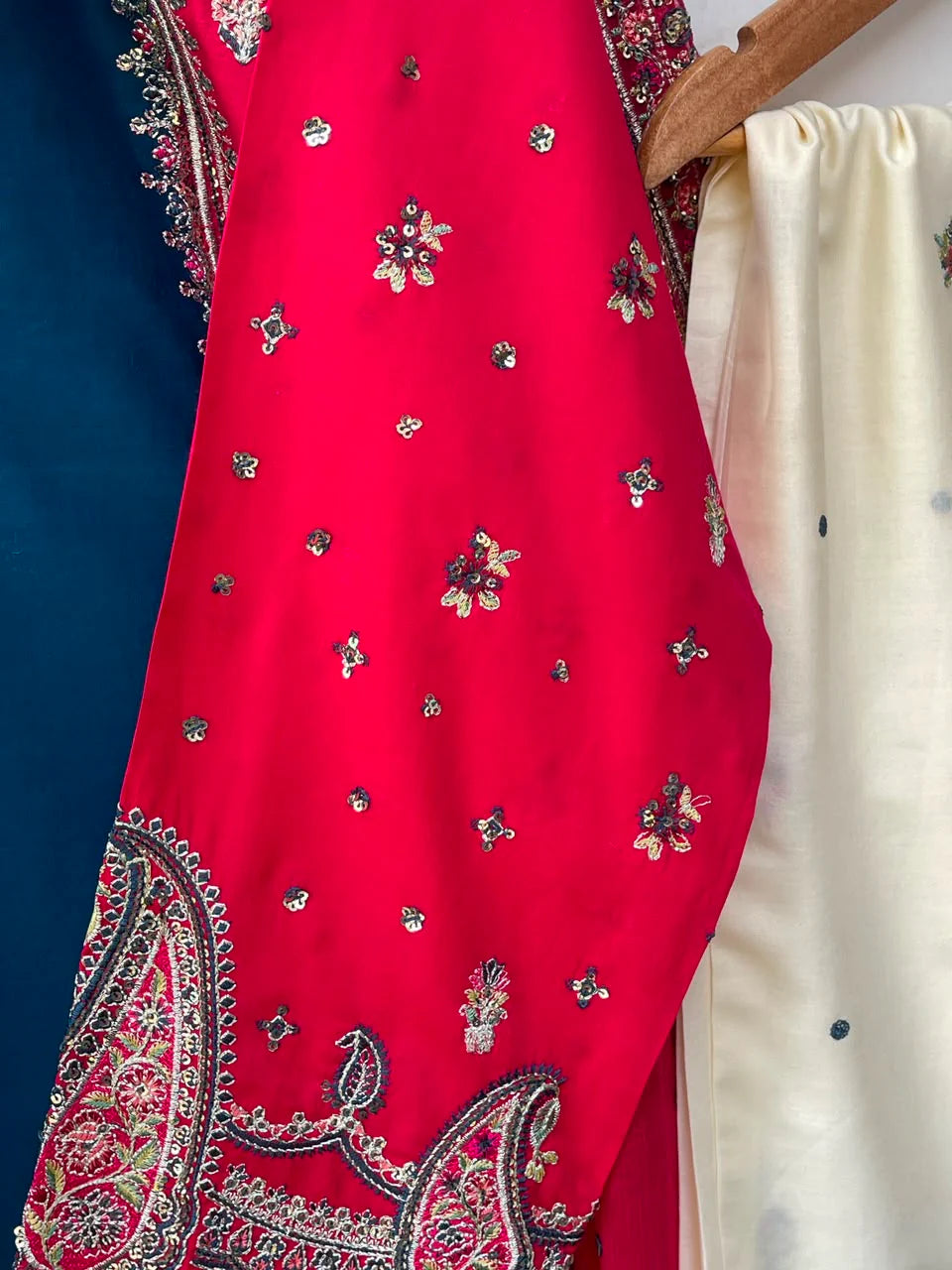 STITCHED LAWN FORMALL Collection AZNA(RED & Zink blue)
