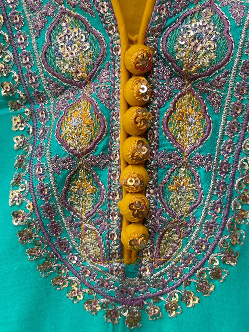 STITCHED LAWN FORMALL Collection AZNA(YELLOW & SKY)