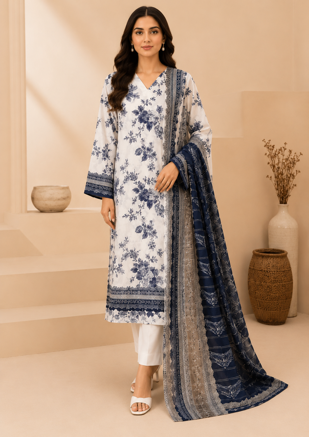 Midnight Bloom – Premium Unstitched 3-Piece Lawn Suit