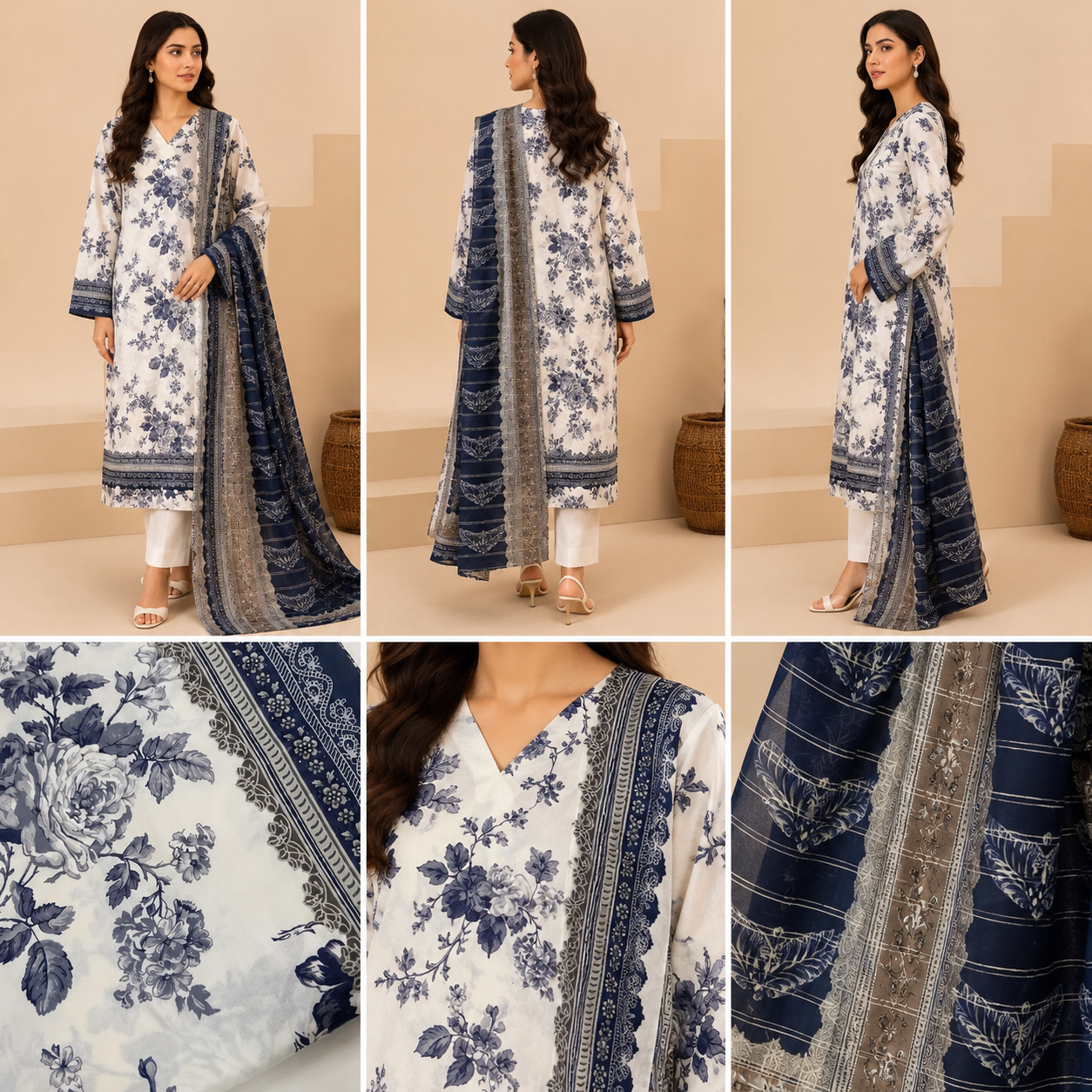 Midnight Bloom – Premium Unstitched 3-Piece Lawn Suit