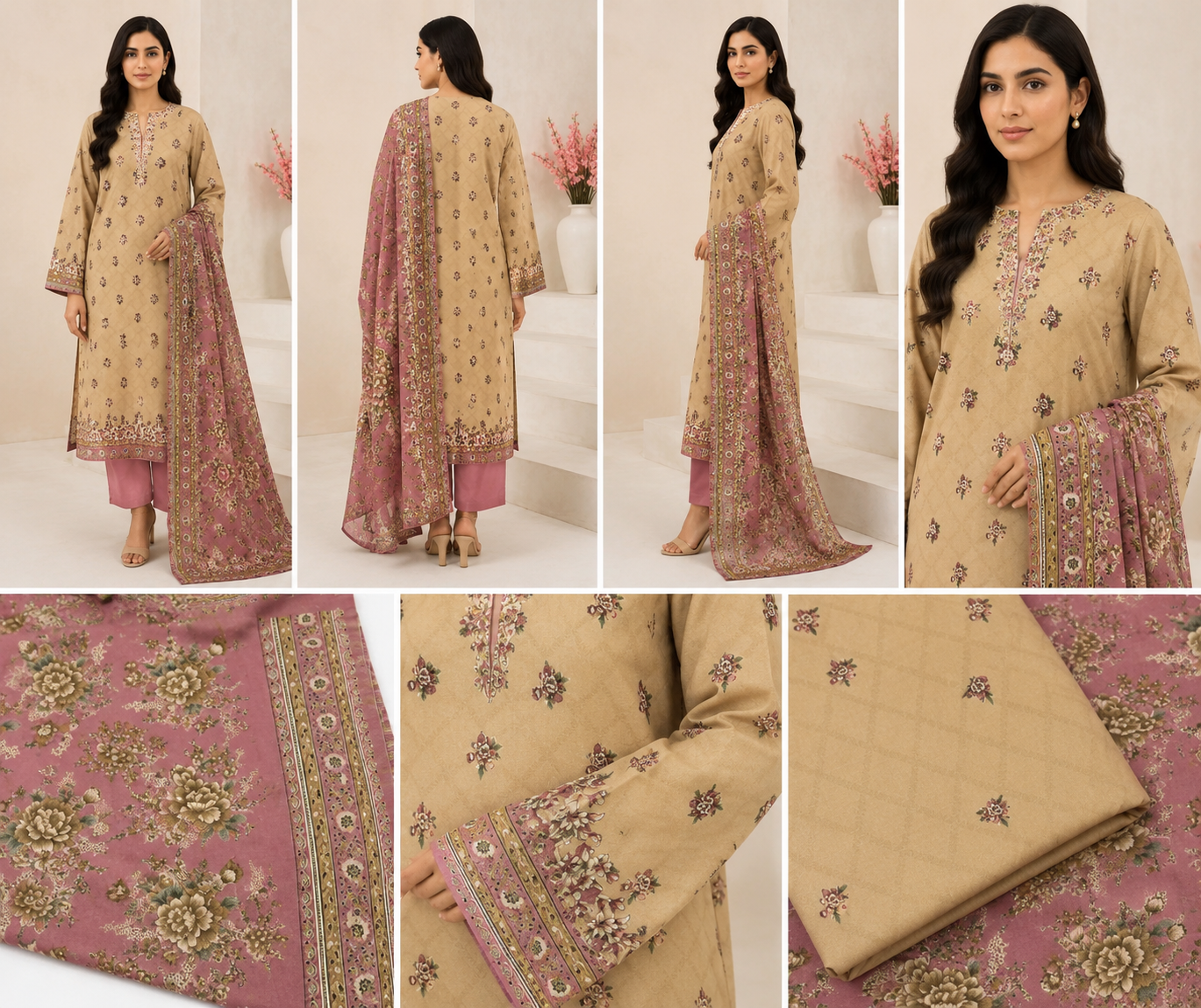 Desert Blossom – Premium Unstitched 3-Piece Lawn Suit