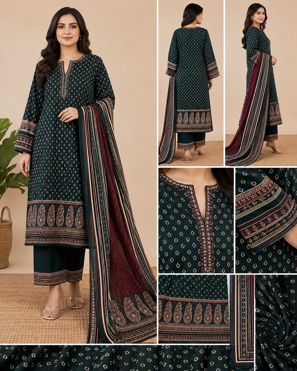 Emerald Heritage – Premium Unstitched 3-Piece Suit