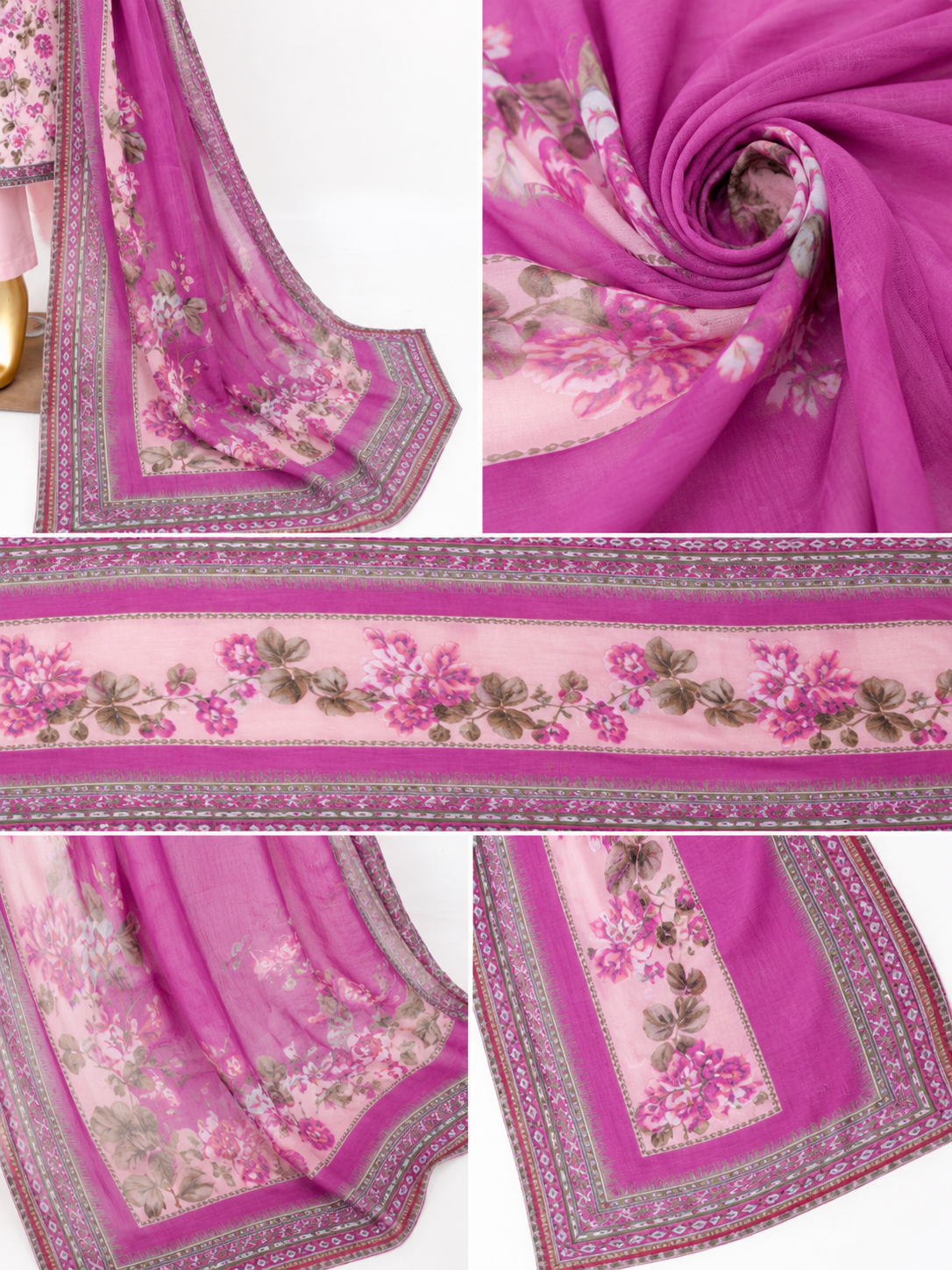 Rose Blossom Premium Printed Stitched 3-Piece Suit