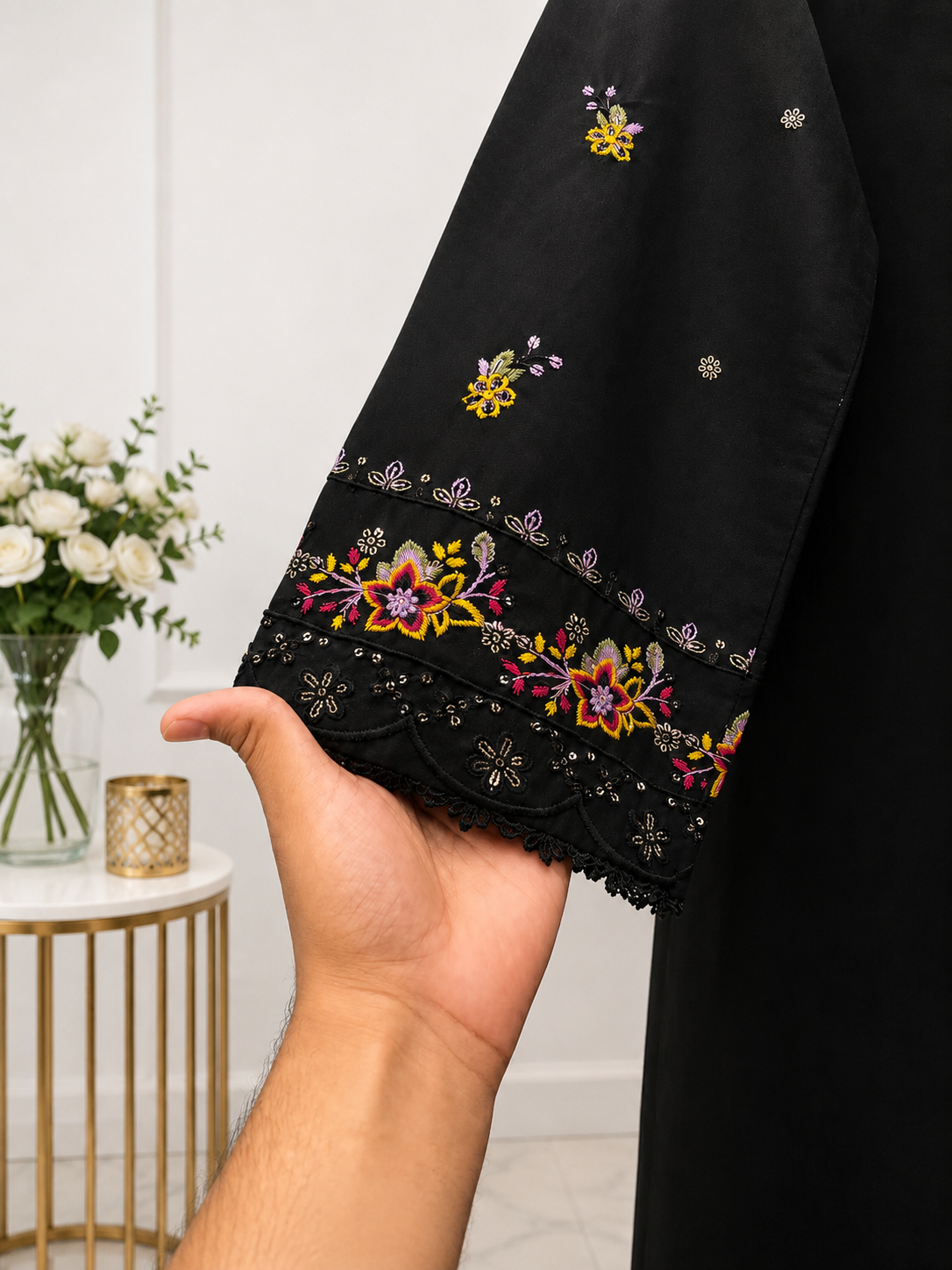 Midnight Noir Luxe – Premium Embroidered 3-Piece Stitched Suit