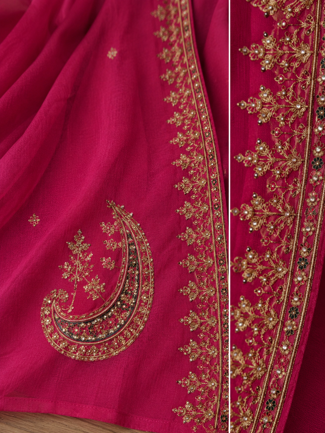 Luxury Ruby Pink 3 Piece Stitched Suit – Premium Embroidered Shirt with Elegant Dupatta & Wide Leg Trouser | Summer Festive Collection 2026