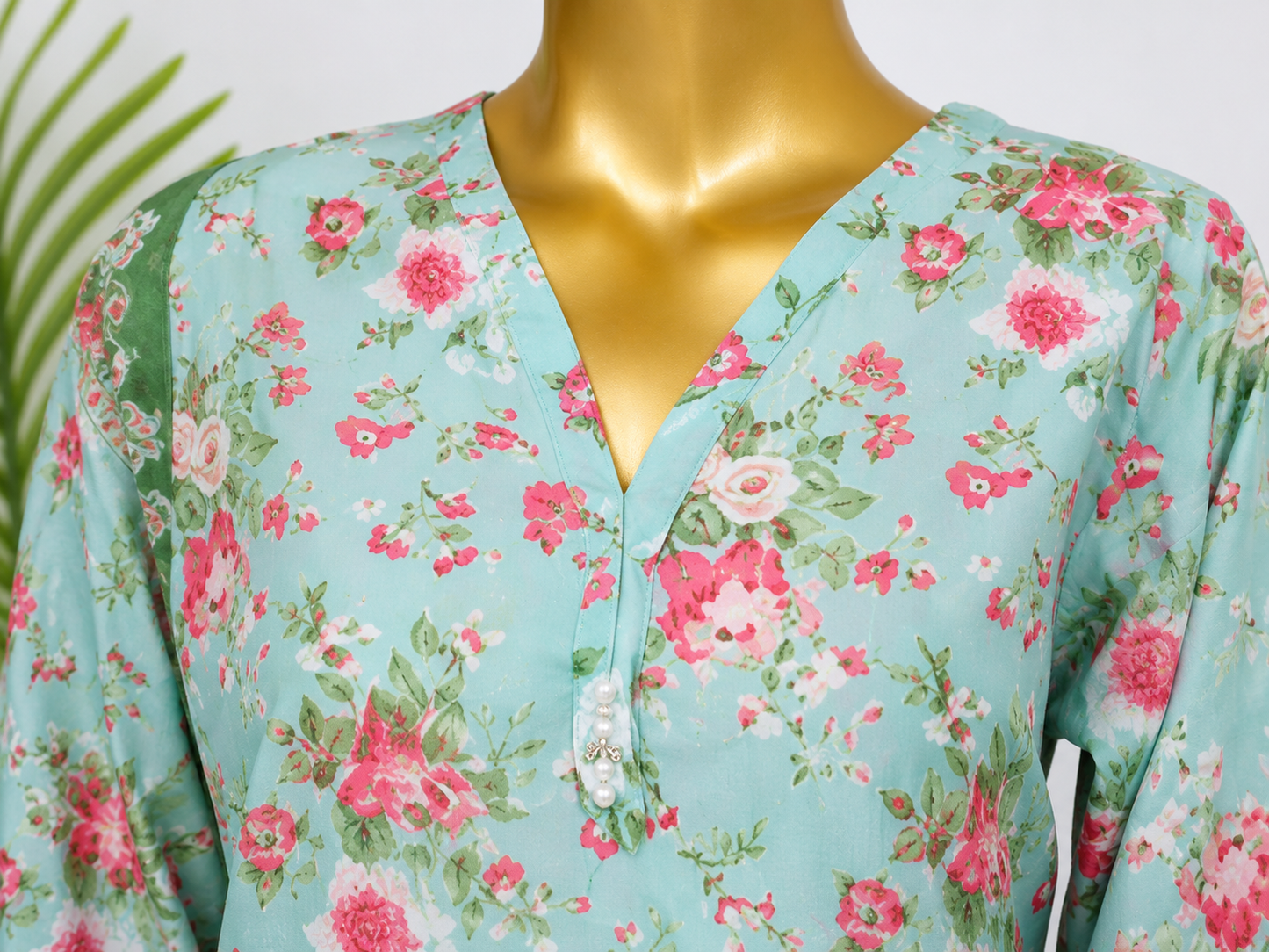 Premium Mint Floral Printed 3 Piece Stitched Suit with Printed Dupatta & Straight Trouser | Summer Collection 2026