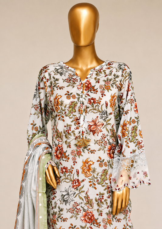 🌸 Timeless Floral Elegance – Premium 3 Piece Suit 🌸 Embroidered-SADABAHAR