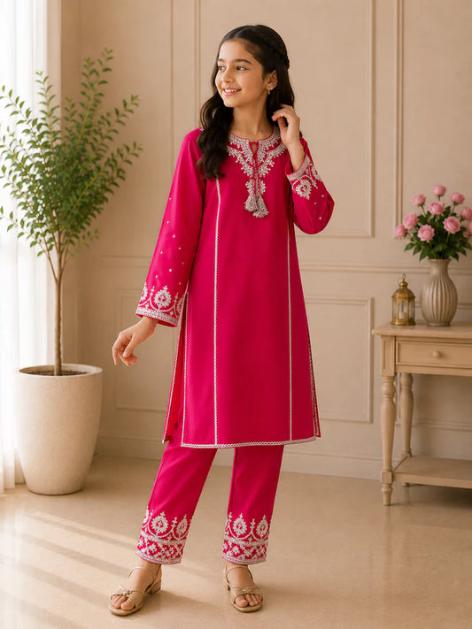 Ruby Grace – Girls Embroidered 2-Piece Suit