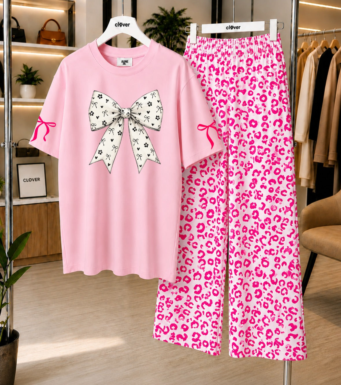 Cute and Cozy White Bow Night Suit