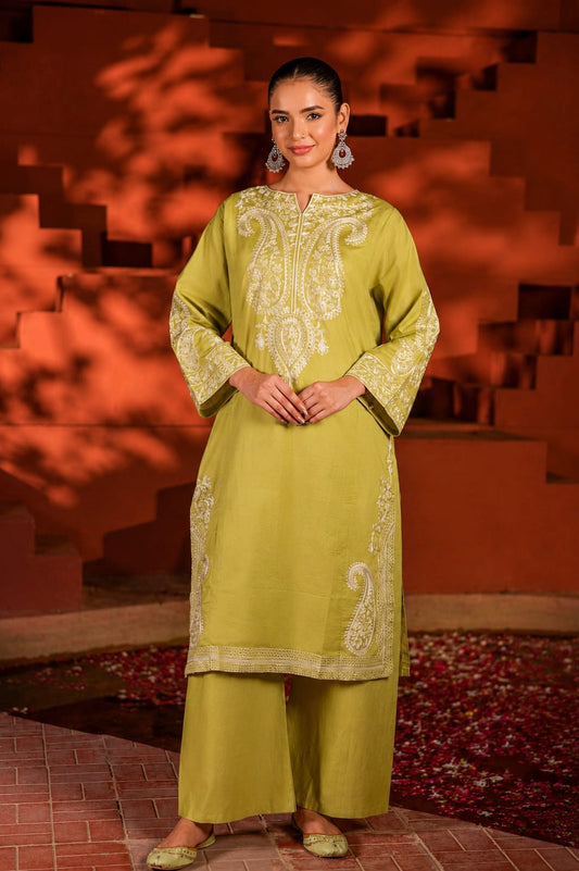 Noor-e-Olive | Premium Embroidered Co-Ord Set