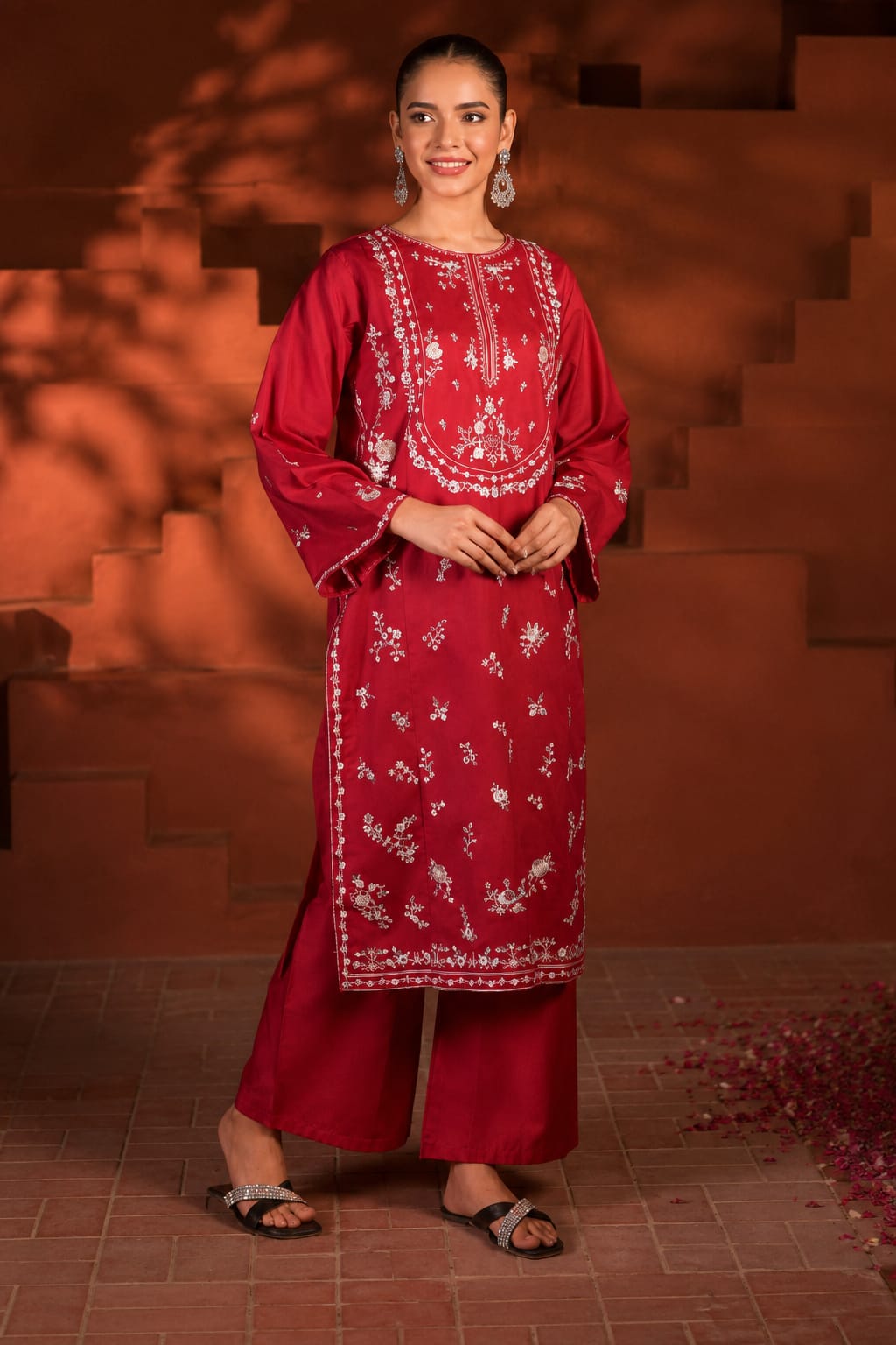 Gul-e-Rubab | Premium Crimson Embroidered Co-Ord Set