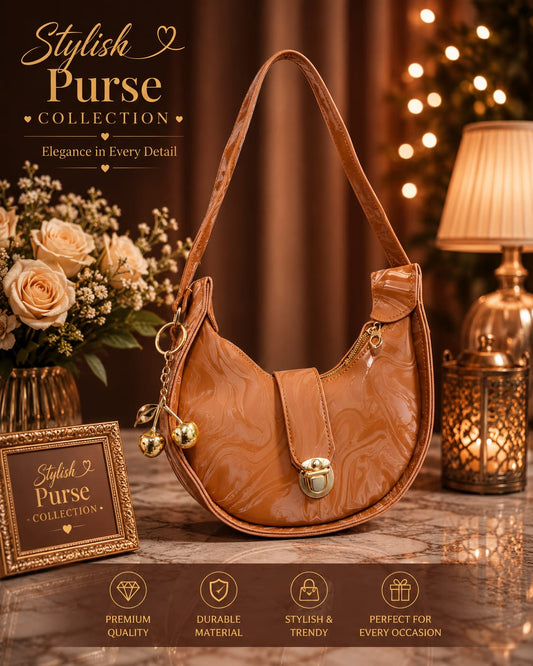 Luna Luxe Half Moon Handbag – Caramel Brown