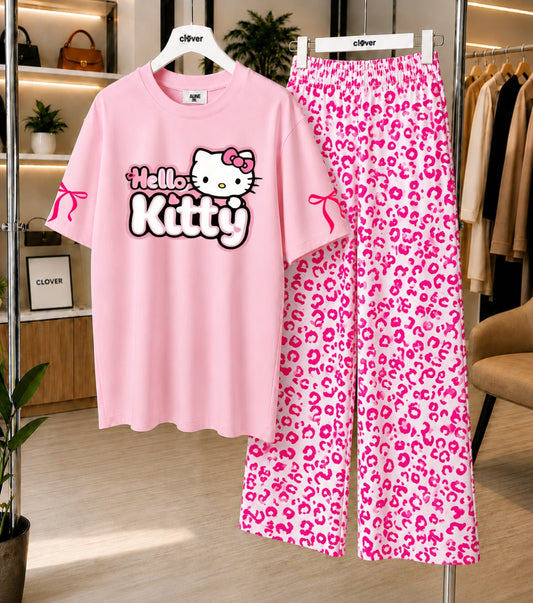 Hello Kitty Printed Pink Night Suit