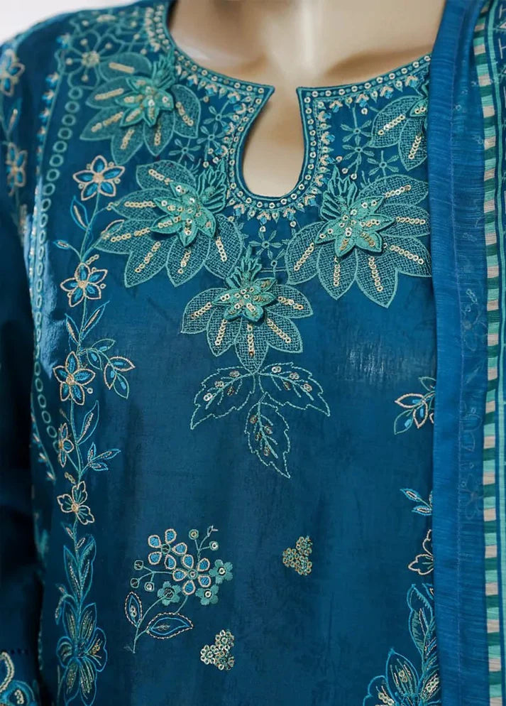 Celeste Bloom Premium Embroidered Stitched 3 Piece Suit for Women | Luxury Festive Wear with Chiffon Dupatta