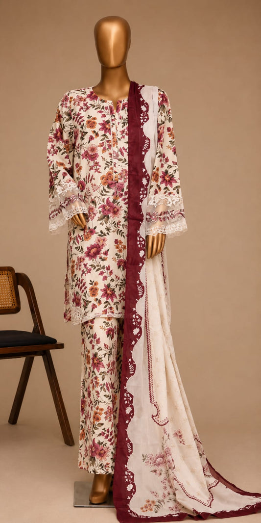 SADABAHAR Premium Floral 3-Piece Suit