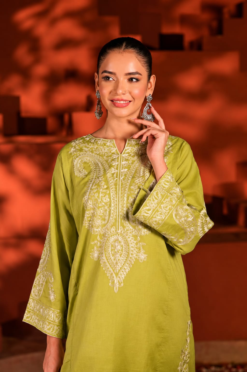 Noor-e-Olive | Premium Embroidered Co-Ord Set