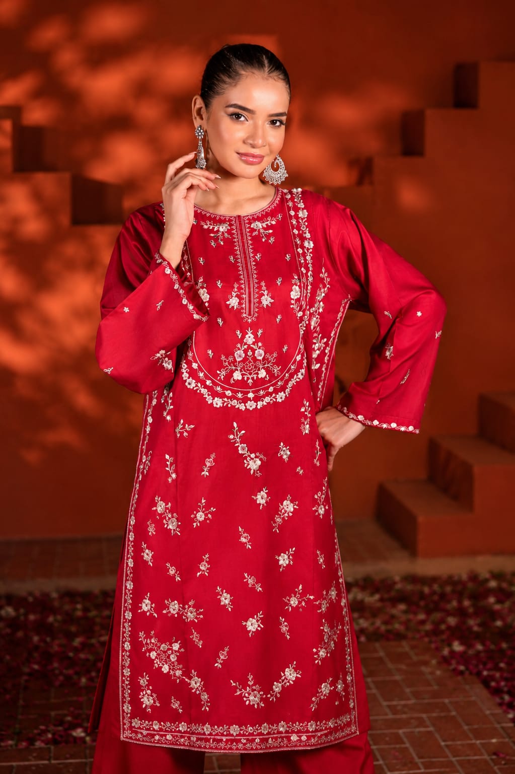 Gul-e-Rubab | Premium Crimson Embroidered Co-Ord Set