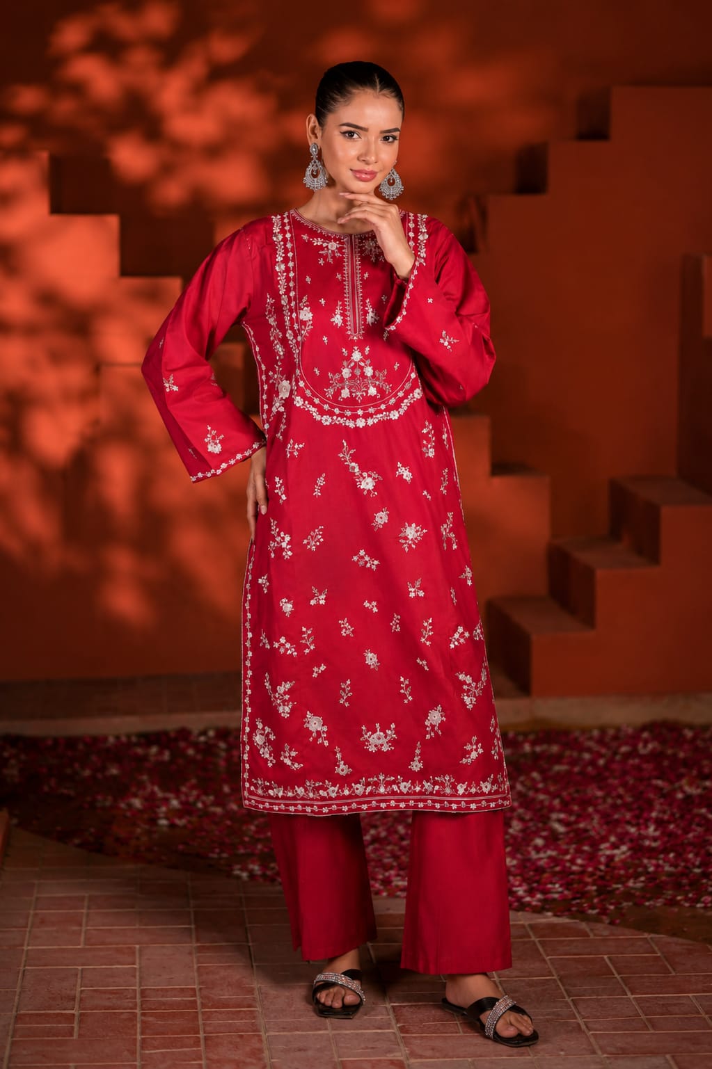 Gul-e-Rubab | Premium Crimson Embroidered Co-Ord Set