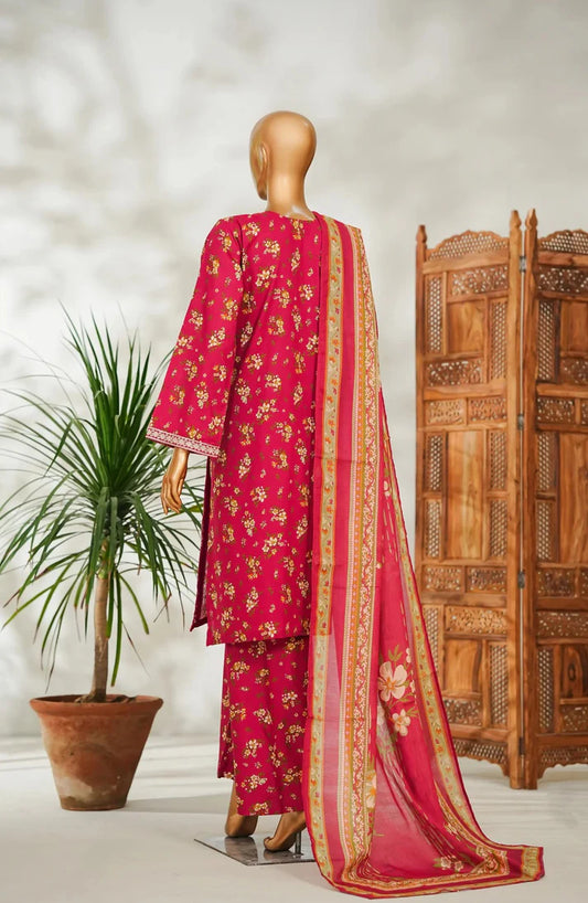 Ruby Blossom – Premium Stitched 3-Piece Lawn Suit