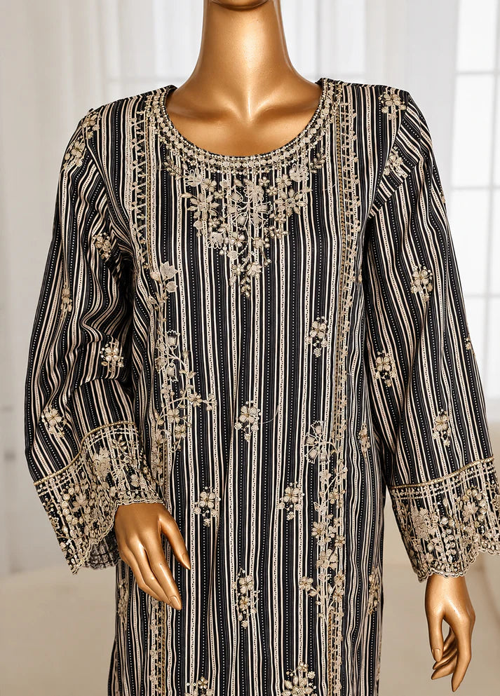 Black & Beige Premium 3-Piece Embroidered Suit
