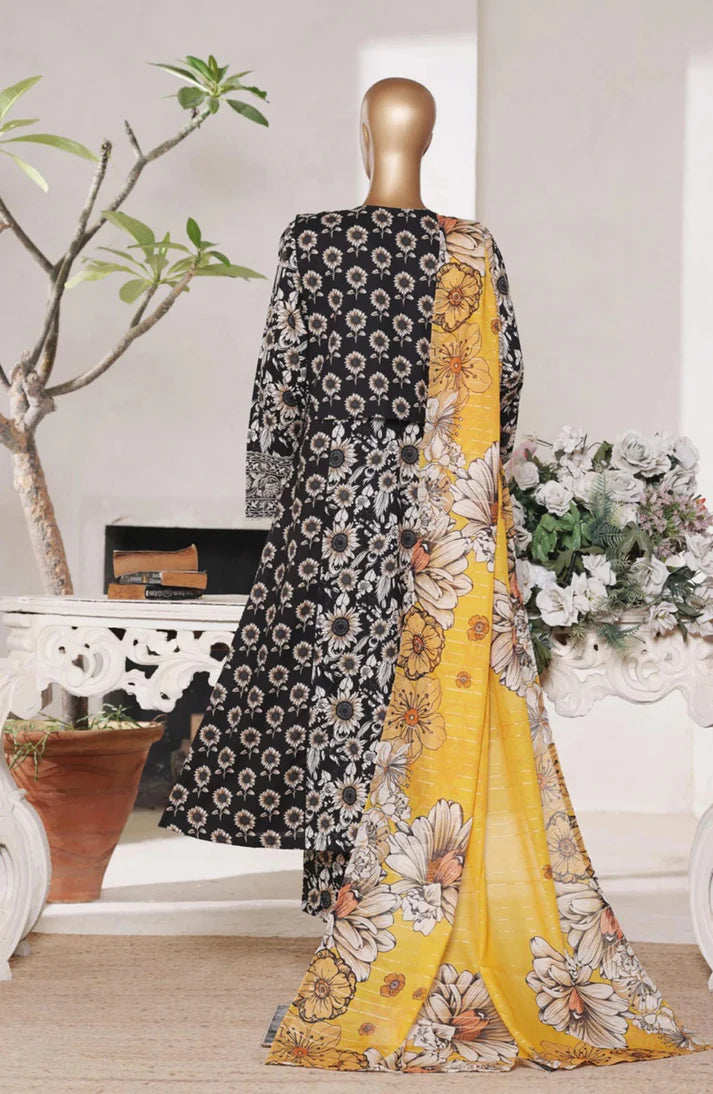 Midnight Bloom 3 Piece Printed Lawn Suit