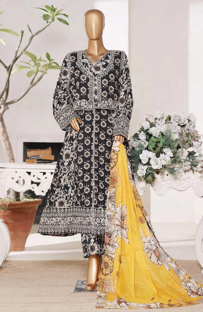 Midnight Bloom 3 Piece Printed Lawn Suit
