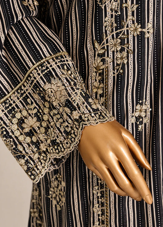 Black & Beige Premium 3-Piece Embroidered Suit