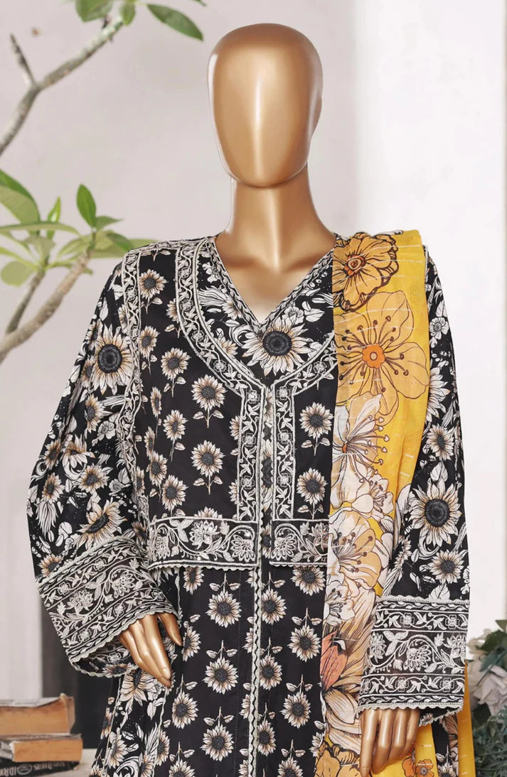 Midnight Bloom 3 Piece Printed Lawn Suit