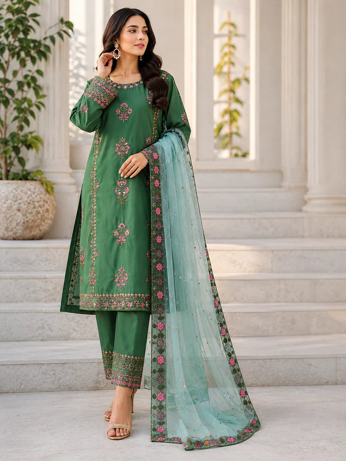 Emerald Grace 3 Piece Embroidered Suit