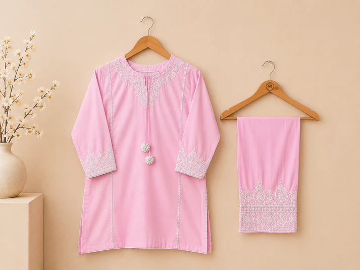 Blush Bloom – Premium Embroidered Kids 2-Piece Suit