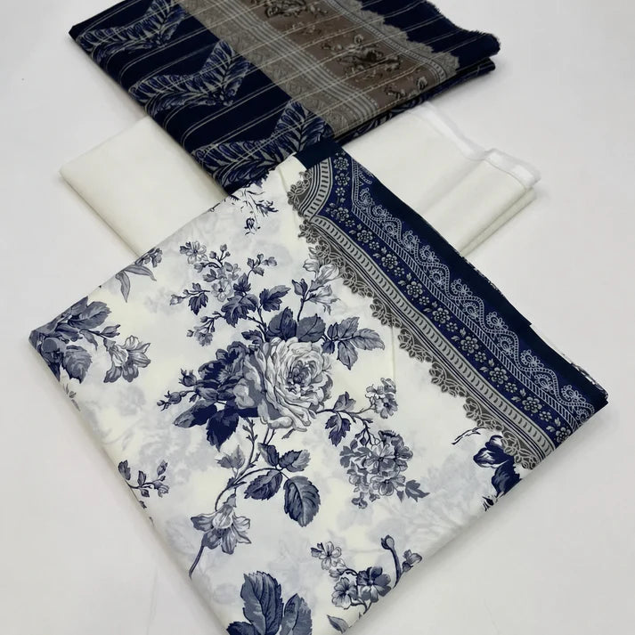 Midnight Bloom – Premium Unstitched 3-Piece Lawn Suit
