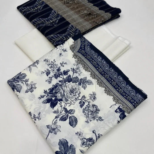 Midnight Bloom – Premium Unstitched 3-Piece Lawn Suit