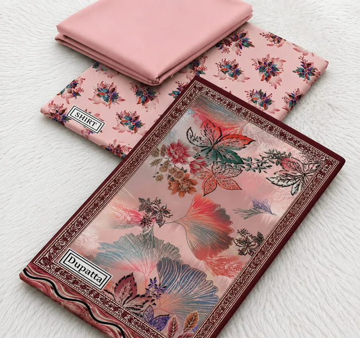 Blush Blossom – Premium Unstitched 3-Piece Lawn Suit