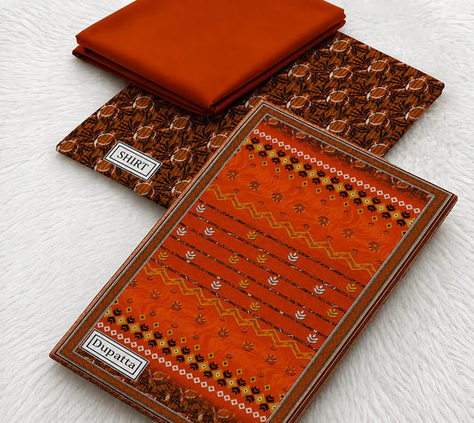 Rust Heritage – Premium Unstitched 3-Piece Lawn Suit